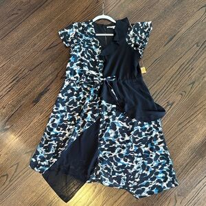 RACHEL Rachel Roy Asymmetrical Black and Print Dress